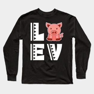 Cute love pig t shirt funny pig lover gifts for kids Long Sleeve T-Shirt